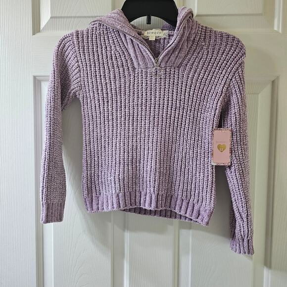 Btween Kids 6X Lilac Chenille Hoodie Sweater Metallic Knit NWT Holiday Cozy - Picture 4 of 10
